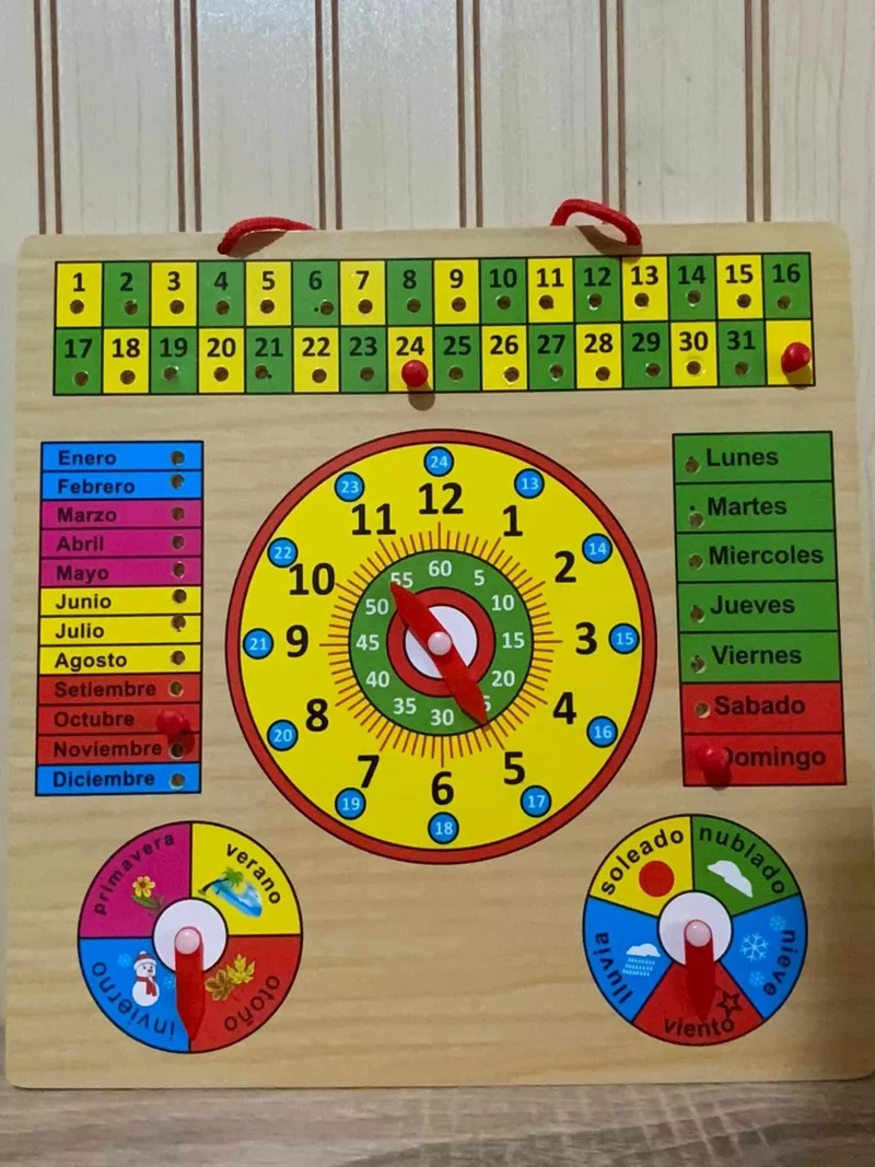 CALENDARIO MULTIFUNCIONAL RELOJ MONTESSORI NEGRO - 1