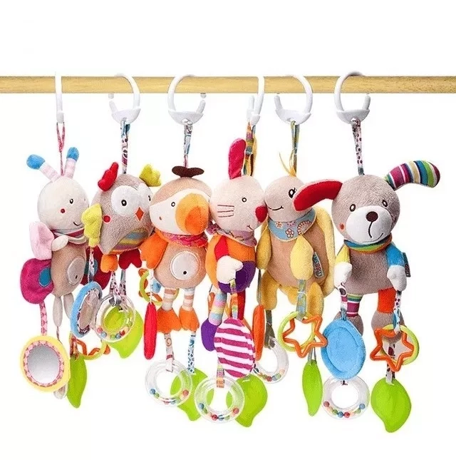 SONAJERO PELUCHE COLGANTE CON CASCABEL Y MORDEDOR BEBÉ COCHE NEGRO - 2