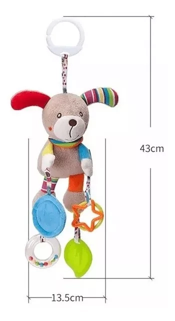 SONAJERO PELUCHE COLGANTE CON CASCABEL Y MORDEDOR BEBÉ COCHE NEGRO - 4