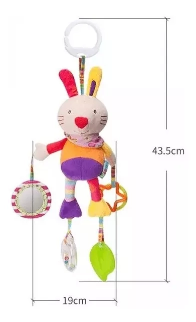 SONAJERO PELUCHE COLGANTE CON CASCABEL Y MORDEDOR BEBÉ COCHE NEGRO - 5