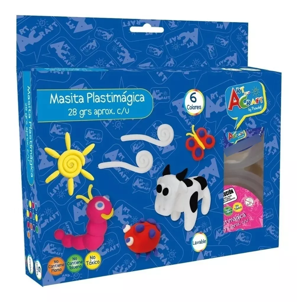 MASA PLASTIMÁGICA ART & CRAF 6 COLORES 21 GRAMOS - 1