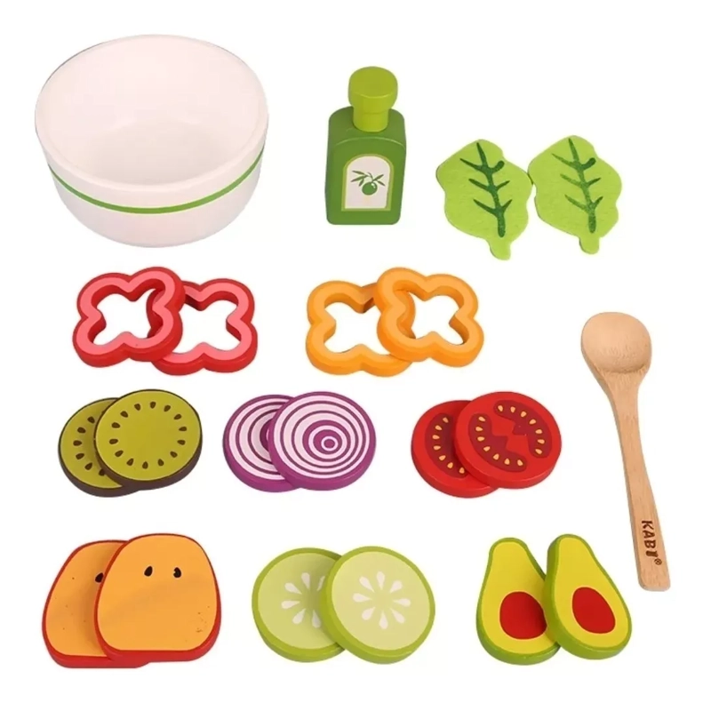 JUGUETE DIDÁCTICO ENSALADA FRUTAS Y VERDURAS MADERA - 2