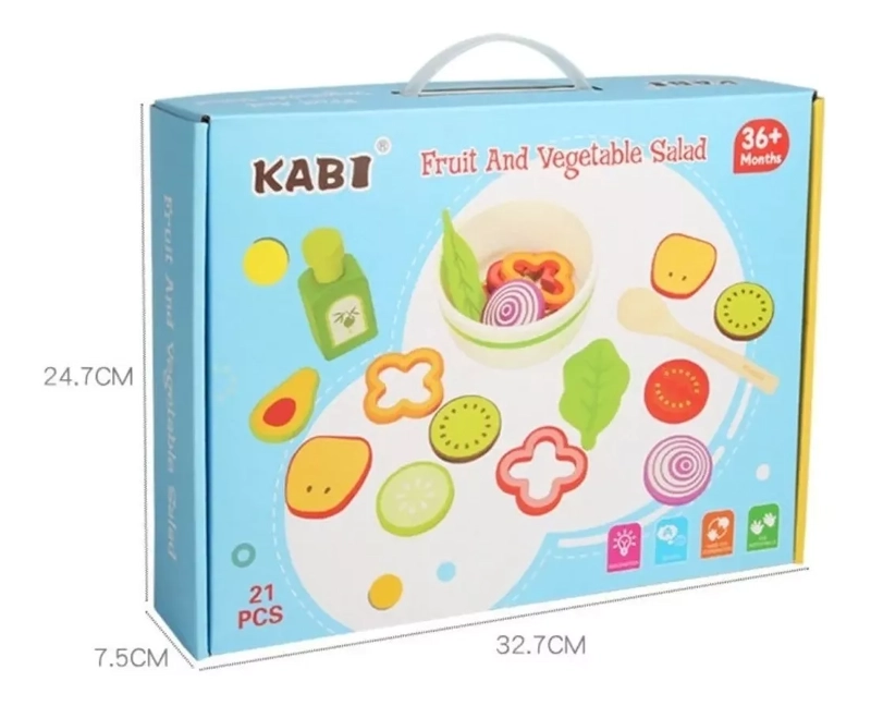 JUGUETE DIDÁCTICO ENSALADA FRUTAS Y VERDURAS MADERA - 3