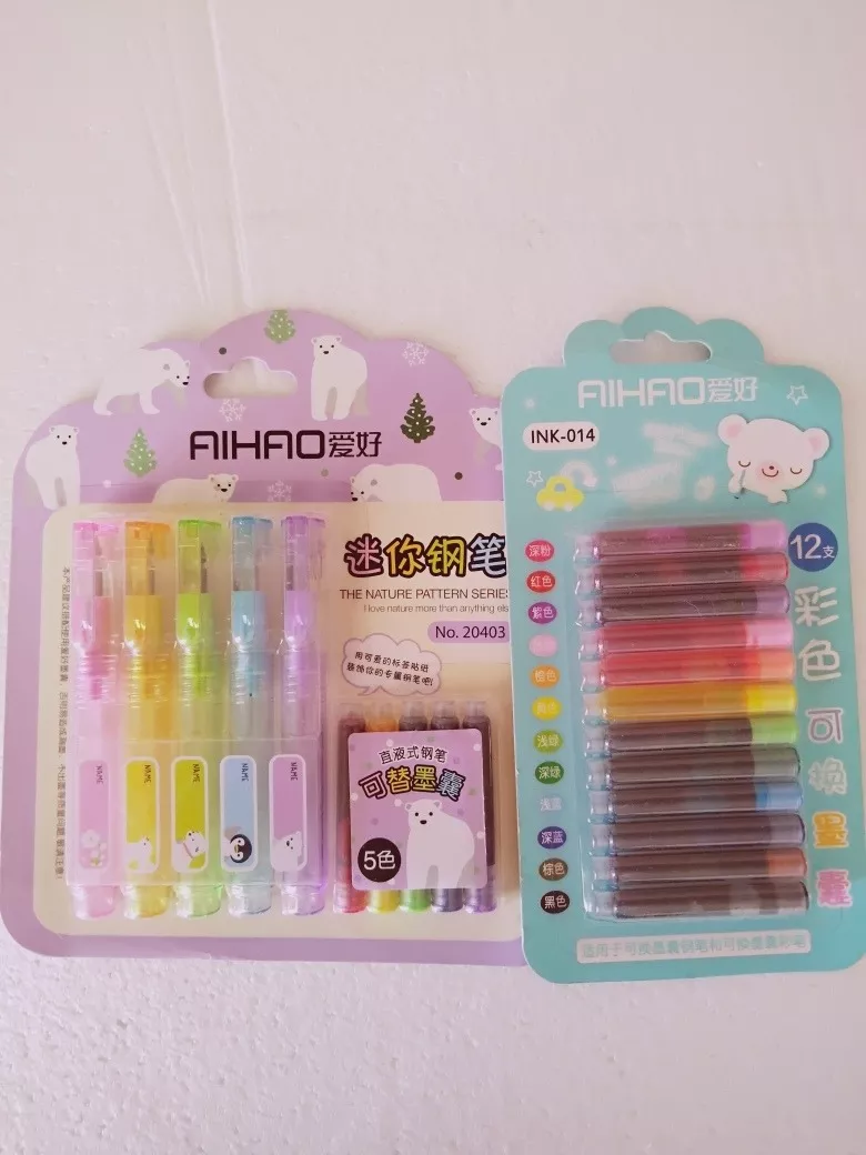 PACK SET MINI PLUMAS + 12 TINTAS DE REPUESTOS - 1