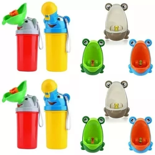 PACK BAÑO NIÑO URINARIO PORTÁTIL + URINARIO PARED FORMA RANA NEGRO - 1