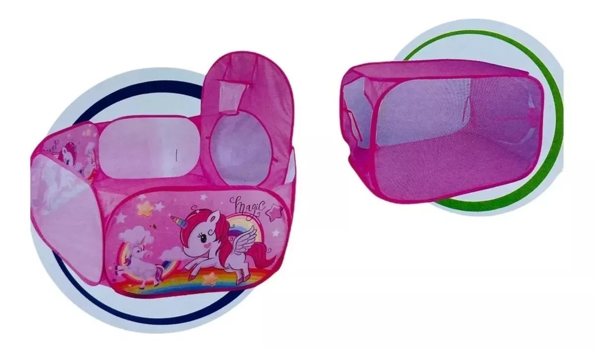 CARPA CASTILLO PISCINA TUNEL UNICORNIO 3 EN 1 ROSADA NIÑA - 2