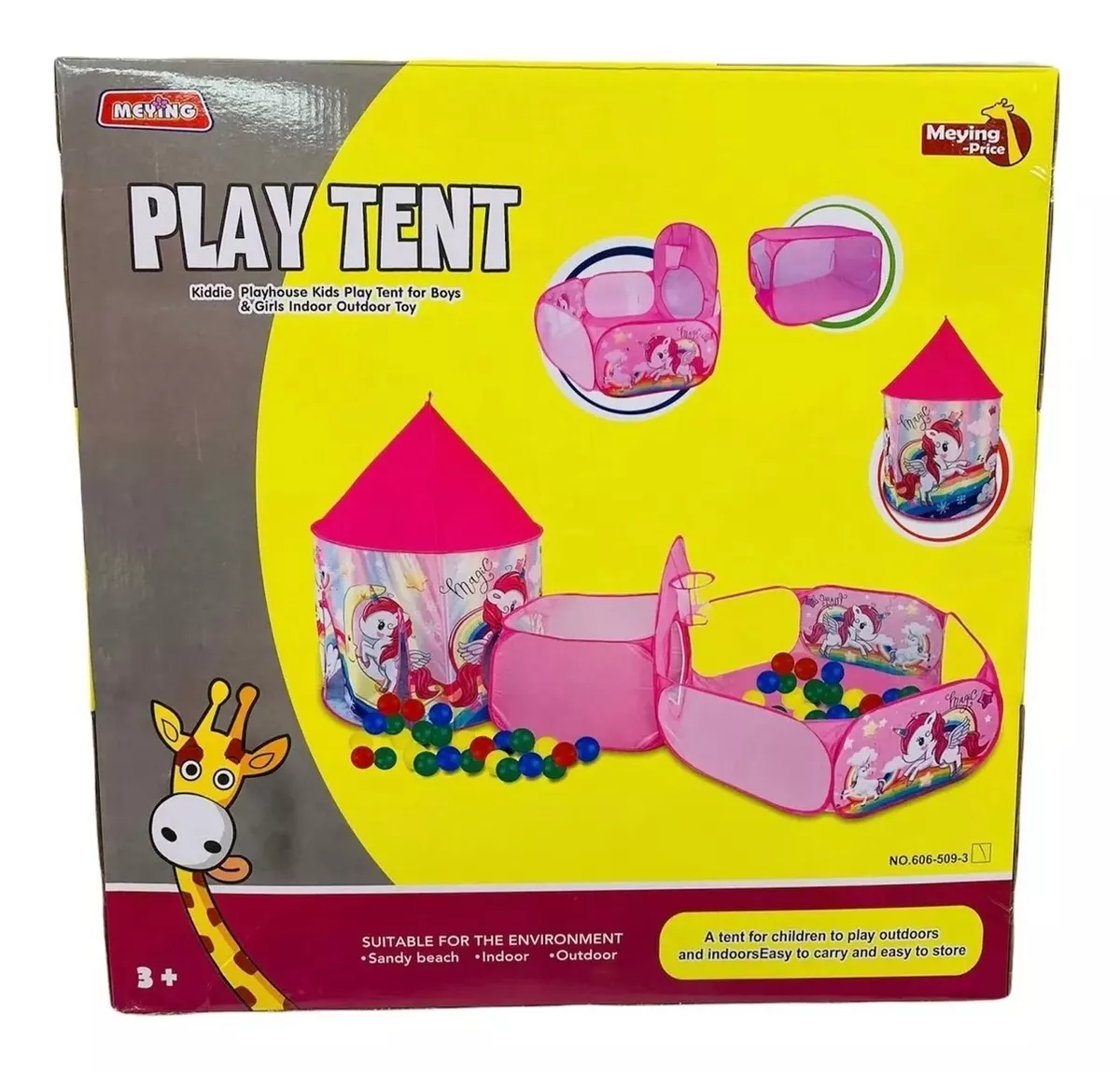 CARPA CASTILLO PISCINA TUNEL UNICORNIO 3 EN 1 ROSADA NIÑA - 5