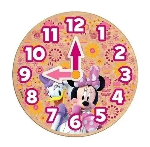DIDACTICO MADERA RELOJ ENCAJE APRENDER HORA MINNIE DISNEY - 1