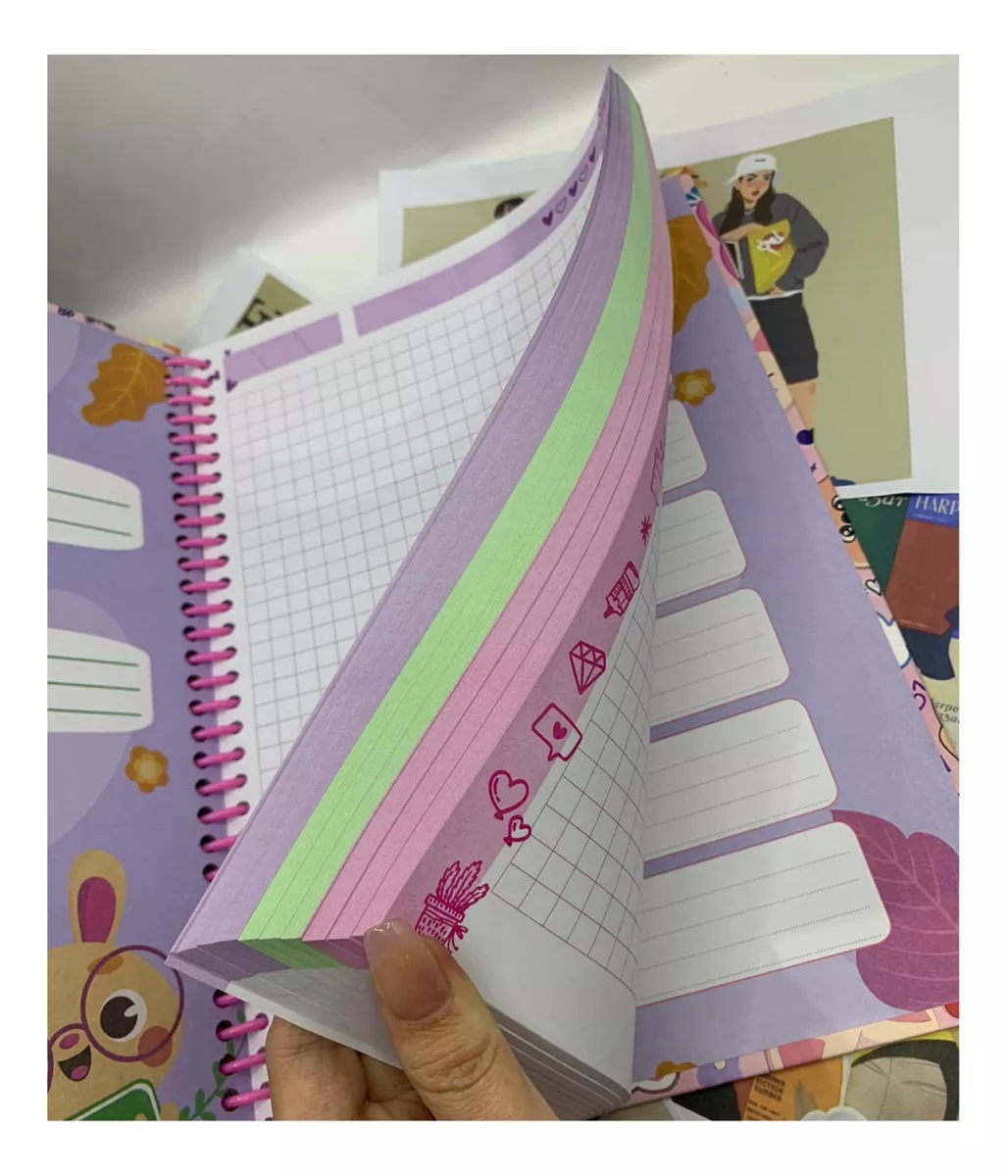 CUADERNO UNIVERSITARIO 200 HJS DISEÑO GATITO VASO TAPA DURA KAWAII - 4