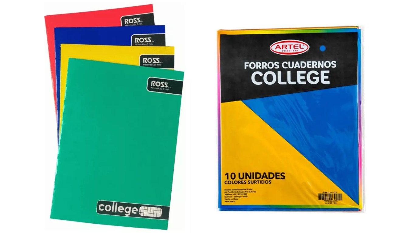 PACK 10 CUADERNO COLLAGE 80 HJS MATEMATICA 5 MM + 10 FORROS COLLAGE COLORES - 1