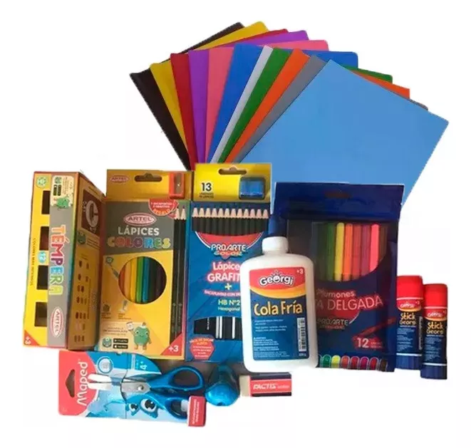 PACK ESCOLAR BÁSICO ÚTILES ESCOLARES + FORROS CUADER UNIVERSITARIOS - 1