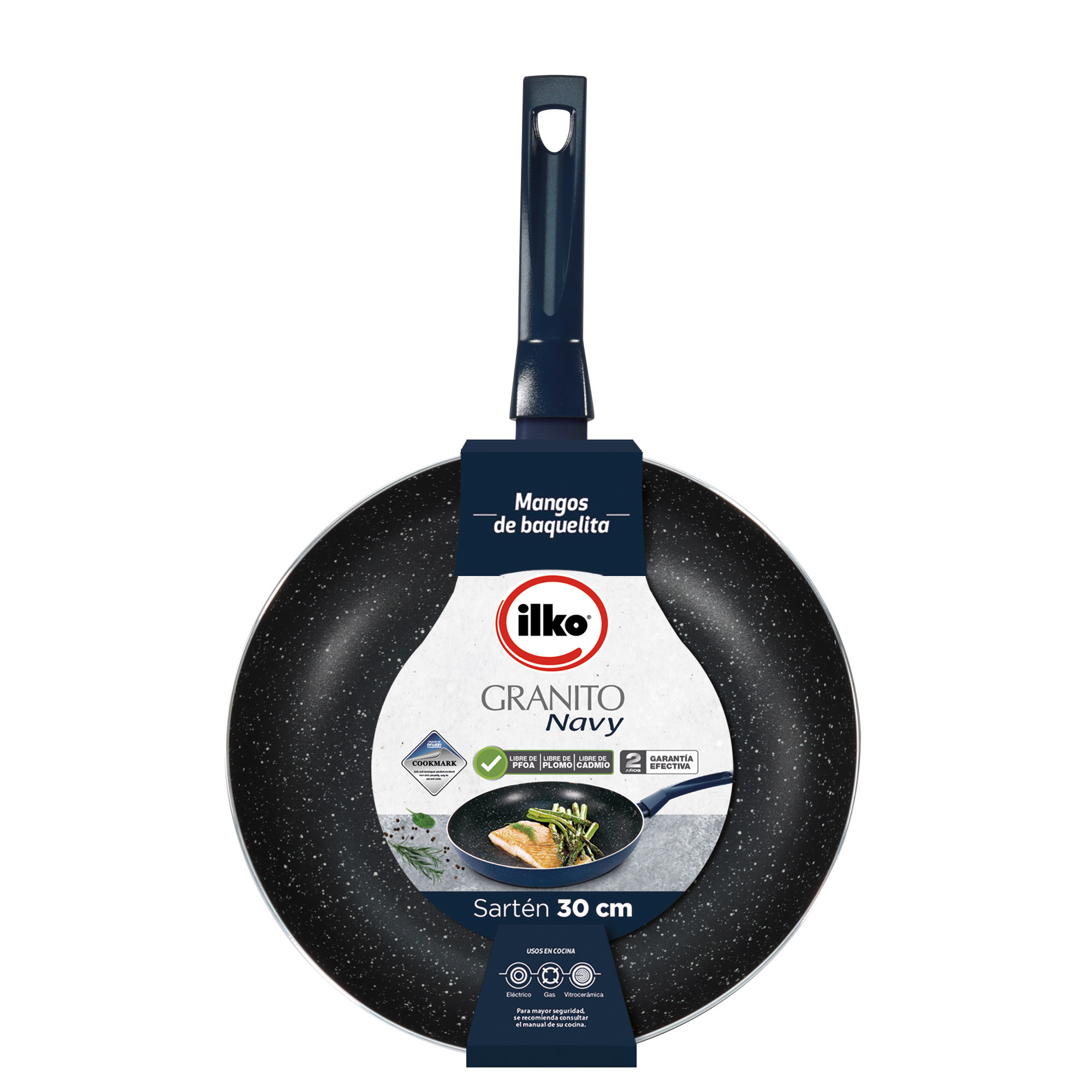 SARTEN 30CM GRANITO NAVY ILKO | Azul - 5