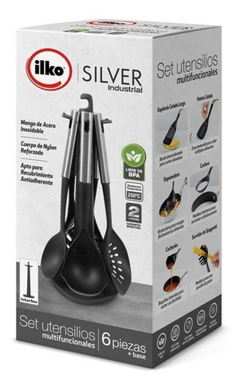 SET 6 UTENSILIOS CON BASE SILVER INDUSTRIAL ILKO | Plateado - 2