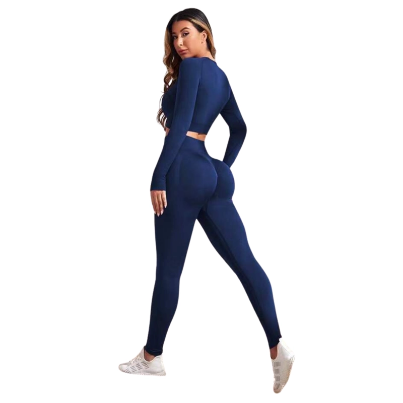 CONJUNTO ULTRA SLIM MUJER SUKHA AZUL PUSH UP MANGA LARGA TIRO ALTO - 1