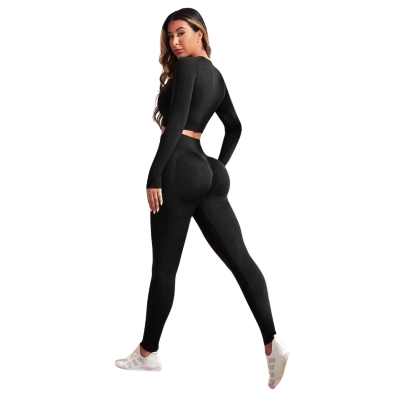 CONJUNTO PUSH UP MANGA LARGA TIRO ALTO NEGRO - 1