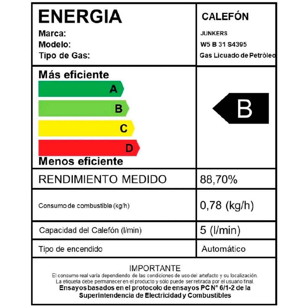 CALEFONT A GAS LICUADO 5 L JUNKERS IONIZADO HYDROBASE 1500 JUNKER - 3