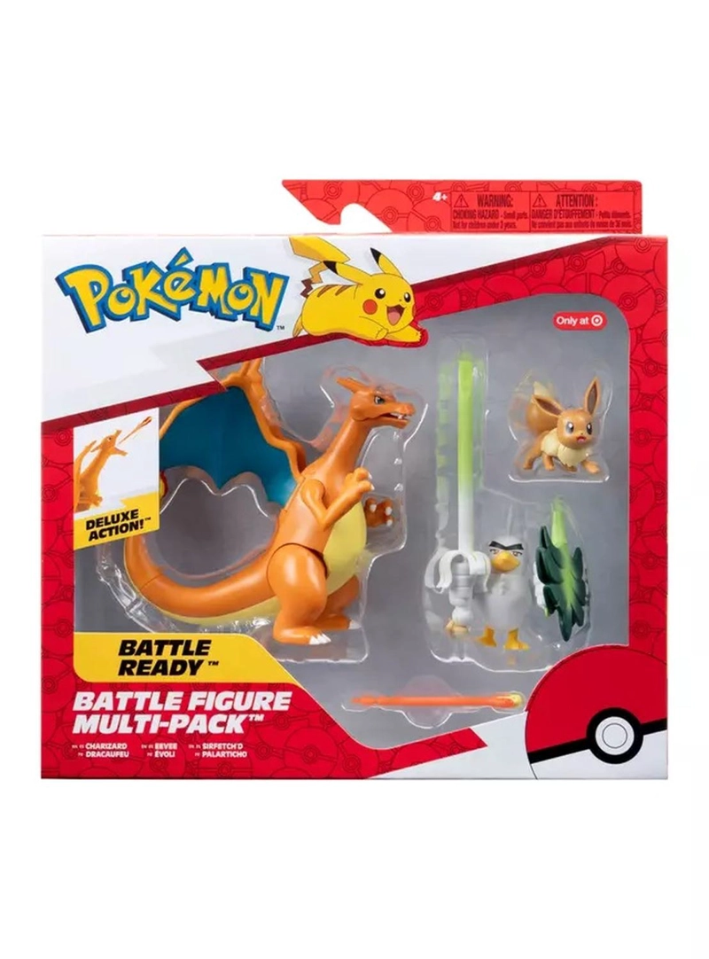 SET FIGURAS POKEMON CHARIZARD EEVEE SIRFETCHD PKW2980 - 1