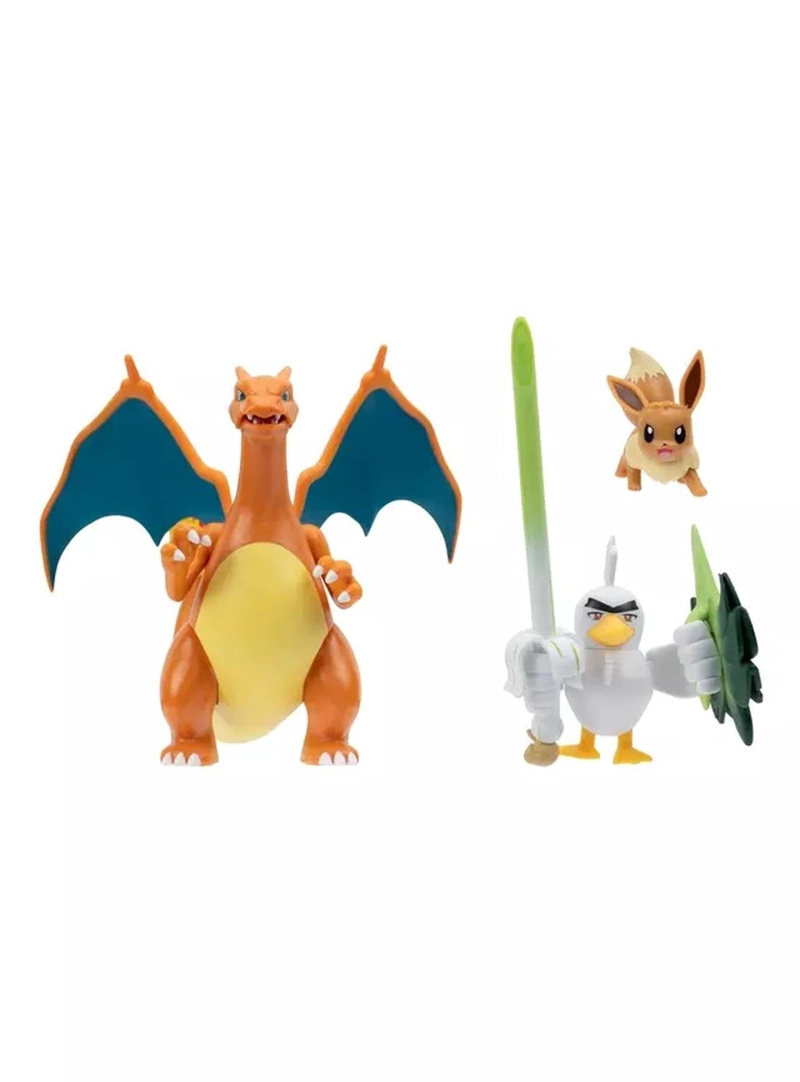 SET FIGURAS POKEMON CHARIZARD EEVEE SIRFETCHD PKW2980 - 2