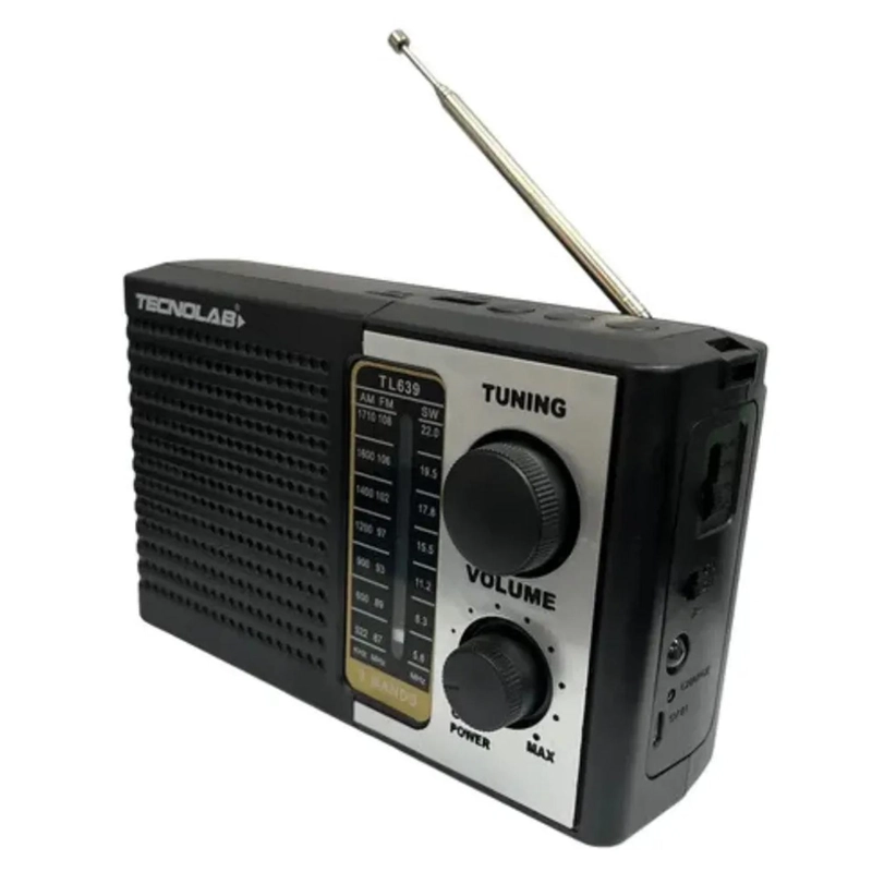 RADIO PORTATIL TECNOLAB TL639 NEGRO 5W - 3