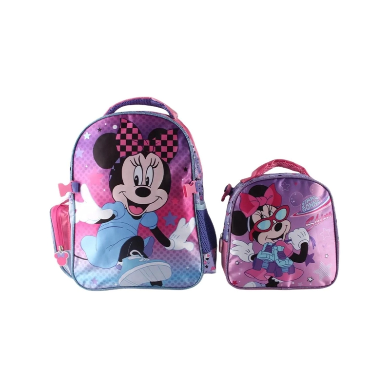 SET MOCHILA DE SATIN CON LONCHERA MINNIE 14 MULTICOLOR - 1