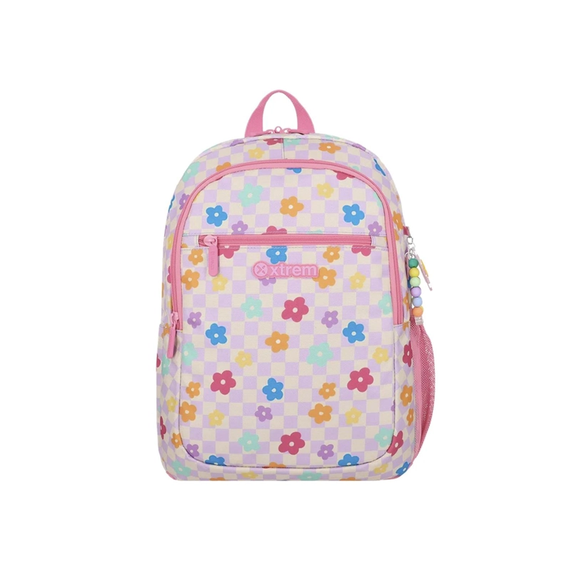 MOCHILA ESCOLAR LOGAN ROSADA CON FLORES XTREM 15969094181-0926 - 1