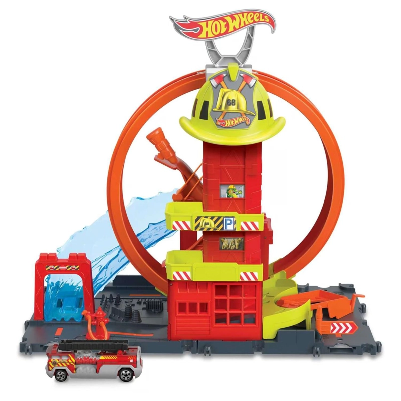 PISTA CITY SUPER LOOP ESTACION BOMBEROS NIÑO HOT WHEELS - 1