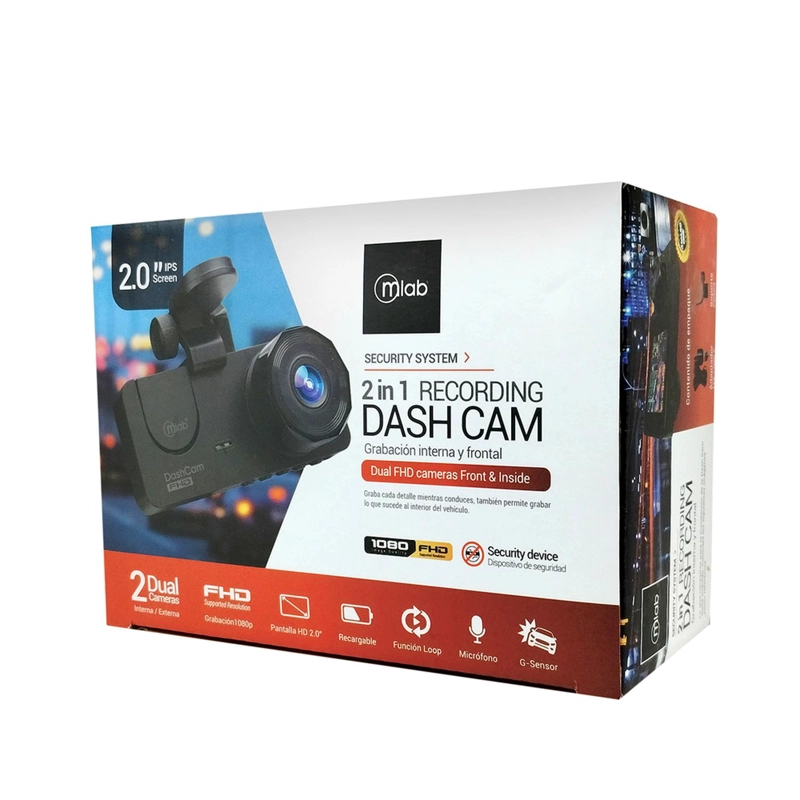 CAMARA AUTO MLAB DVR FHD, 2 CAMARAS FRONT 1080P/INSIDE 720P - 3