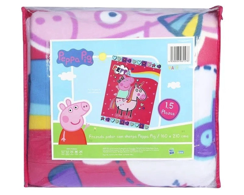 FRAZADA POLAR SHERPA PEPPA PIG 1.5 PLAZAS - 1