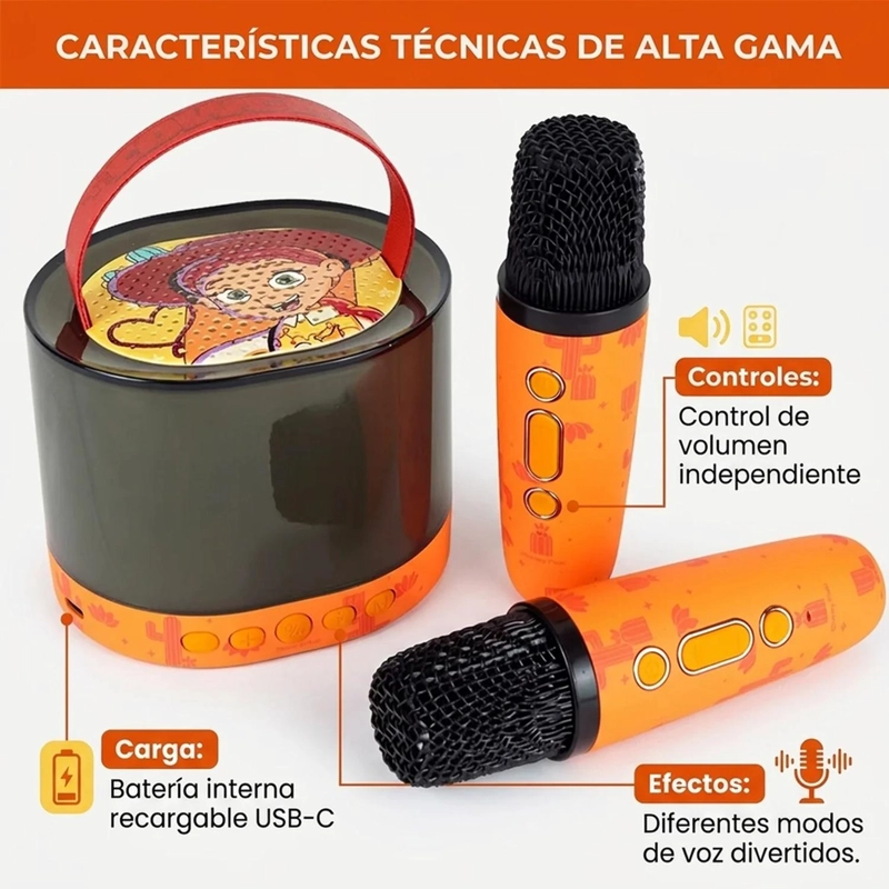 PARLANTE KARAOKE 2 MICROFONOS BLUETOOTH TOY STORY 5 - 3