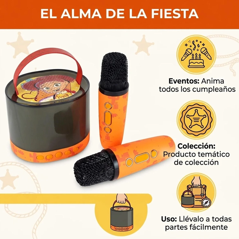 PARLANTE KARAOKE 2 MICROFONOS BLUETOOTH TOY STORY 5 - 5