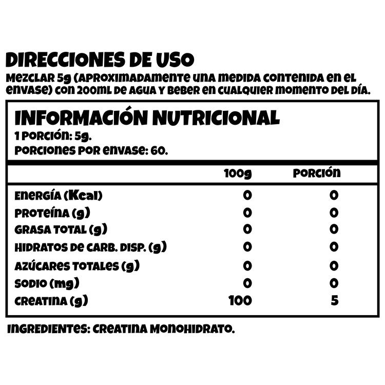 CREATINA BODY BUNNY MONOHIDRATO SIN SABOR 60SV POLVO 300 GR - 3