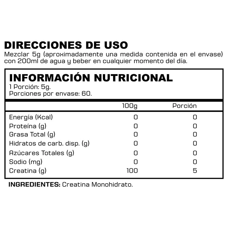CREATINA BINAH MONOHIDRATO SIN SABOR 60SV POLVO 300 GR - 2