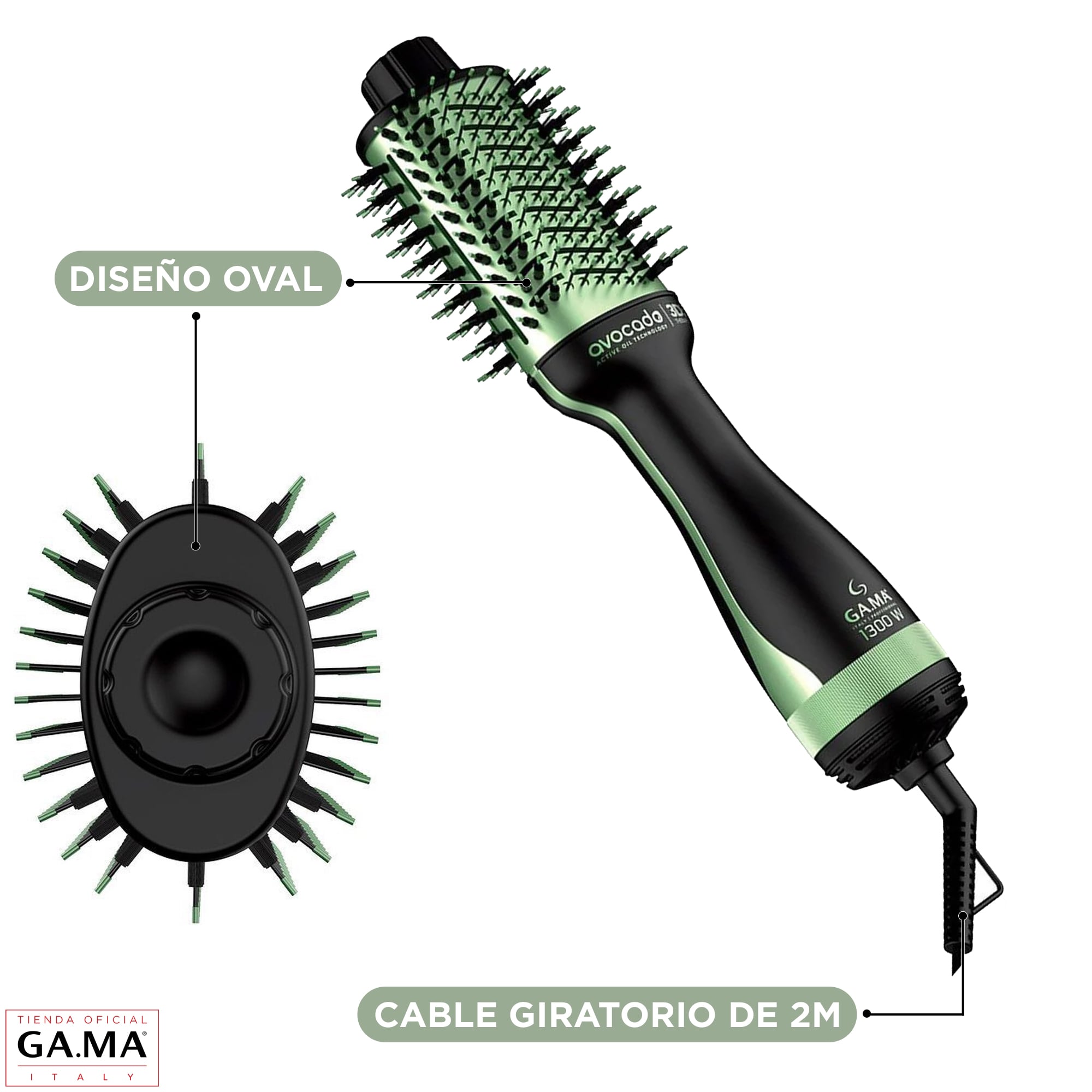 CEPILLO GAMA STYLISH AVOCADO 3D SECADOR VOLUMINIZADOR - 5