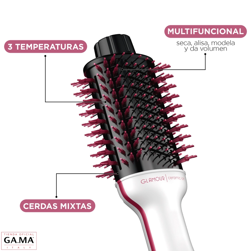 CEPILLO SECADOR MODELADOR GAMA GLAMOUR PINK CERAMIC ION - 4