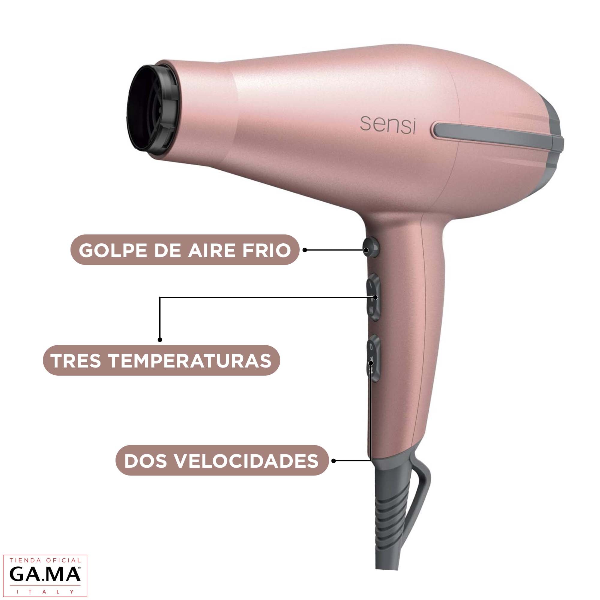 SECADOR DE PELO GAMA TEMPO 5D SENSI ROSE OZONE ION | Rosado - 4