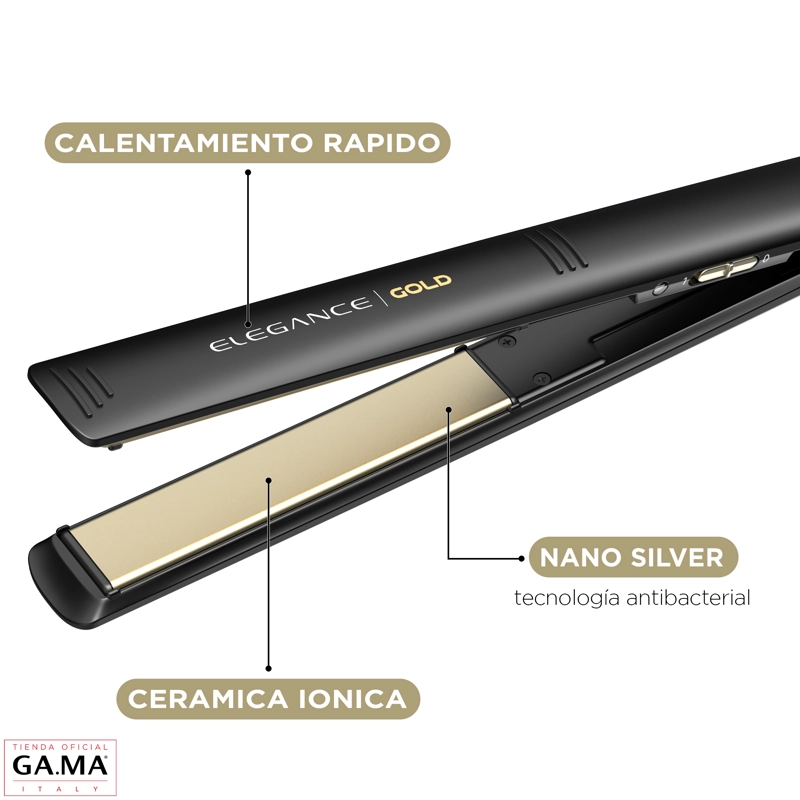 PLANCHA ALISADORA GAMA ELEGANCE GOLD ORO LÍQUIDO | Negro - 3