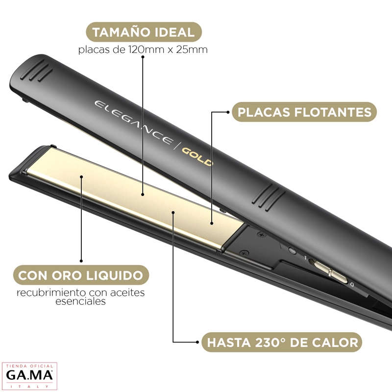 PLANCHA ALISADORA GAMA ELEGANCE GOLD ORO LÍQUIDO | Negro - 4