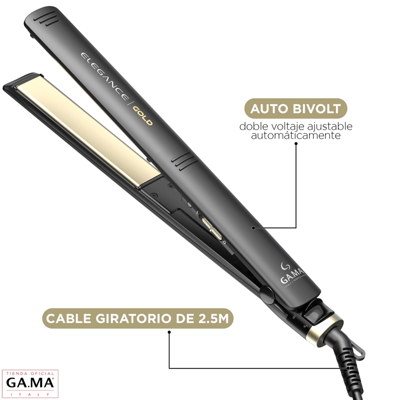 PLANCHA ALISADORA GAMA ELEGANCE GOLD ORO LÍQUIDO | Negro - 5