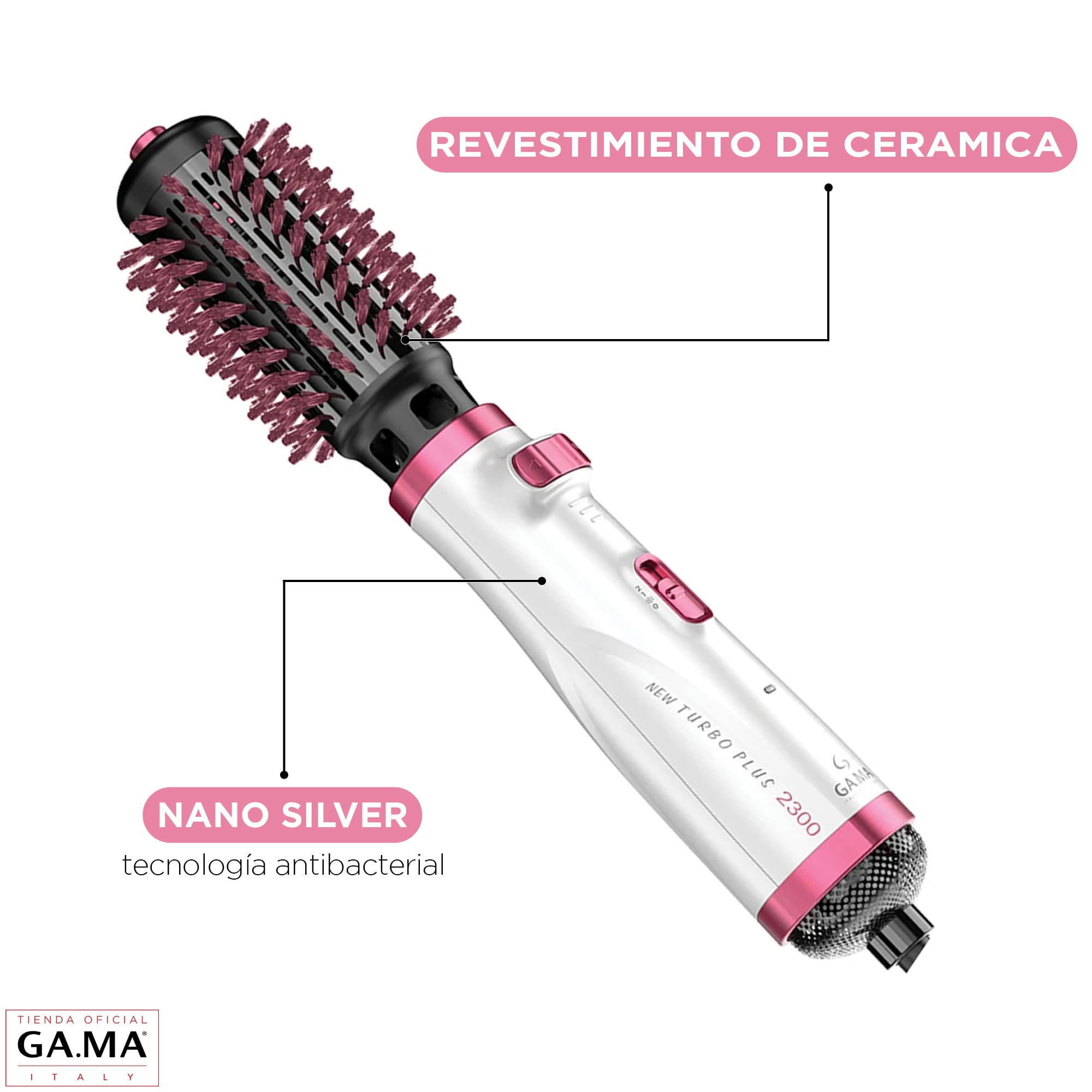 CEPILLO MODELADOR GIRATORIO GAMA NEW TURBO 2300 ONDULADOR | Blanco - 3