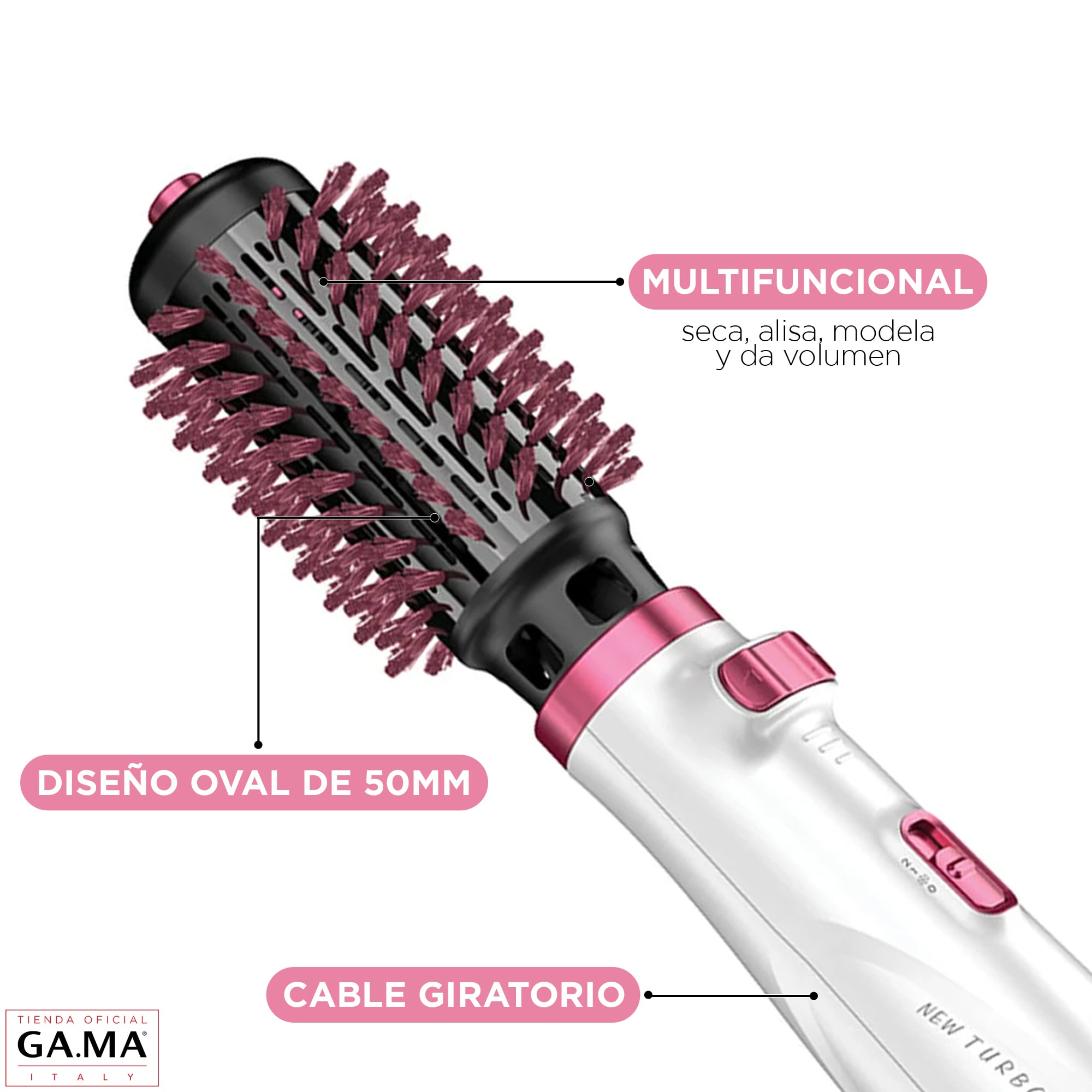 CEPILLO MODELADOR GIRATORIO GAMA NEW TURBO 2300 ONDULADOR | Blanco - 4