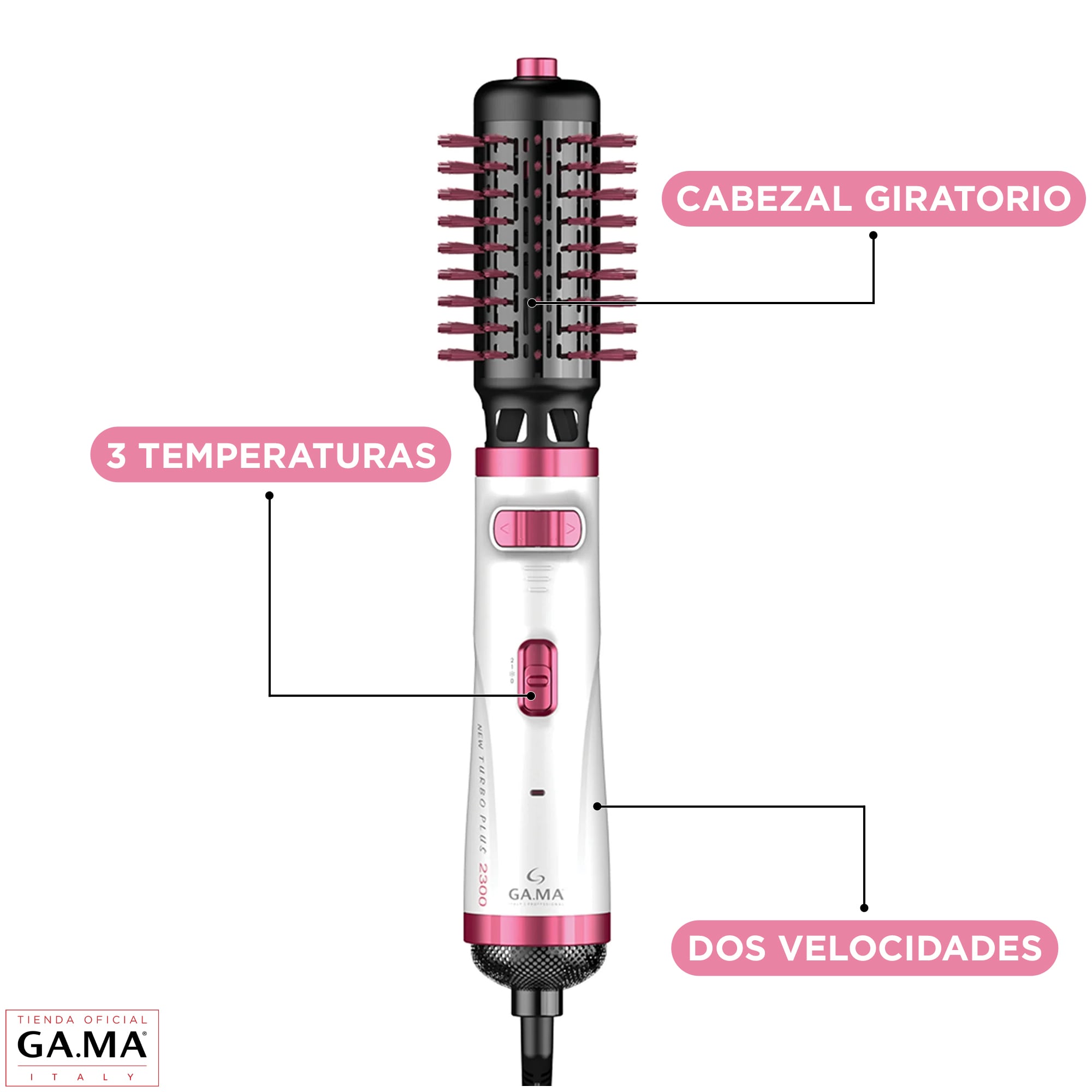 CEPILLO MODELADOR GIRATORIO GAMA NEW TURBO 2300 ONDULADOR | Blanco - 5