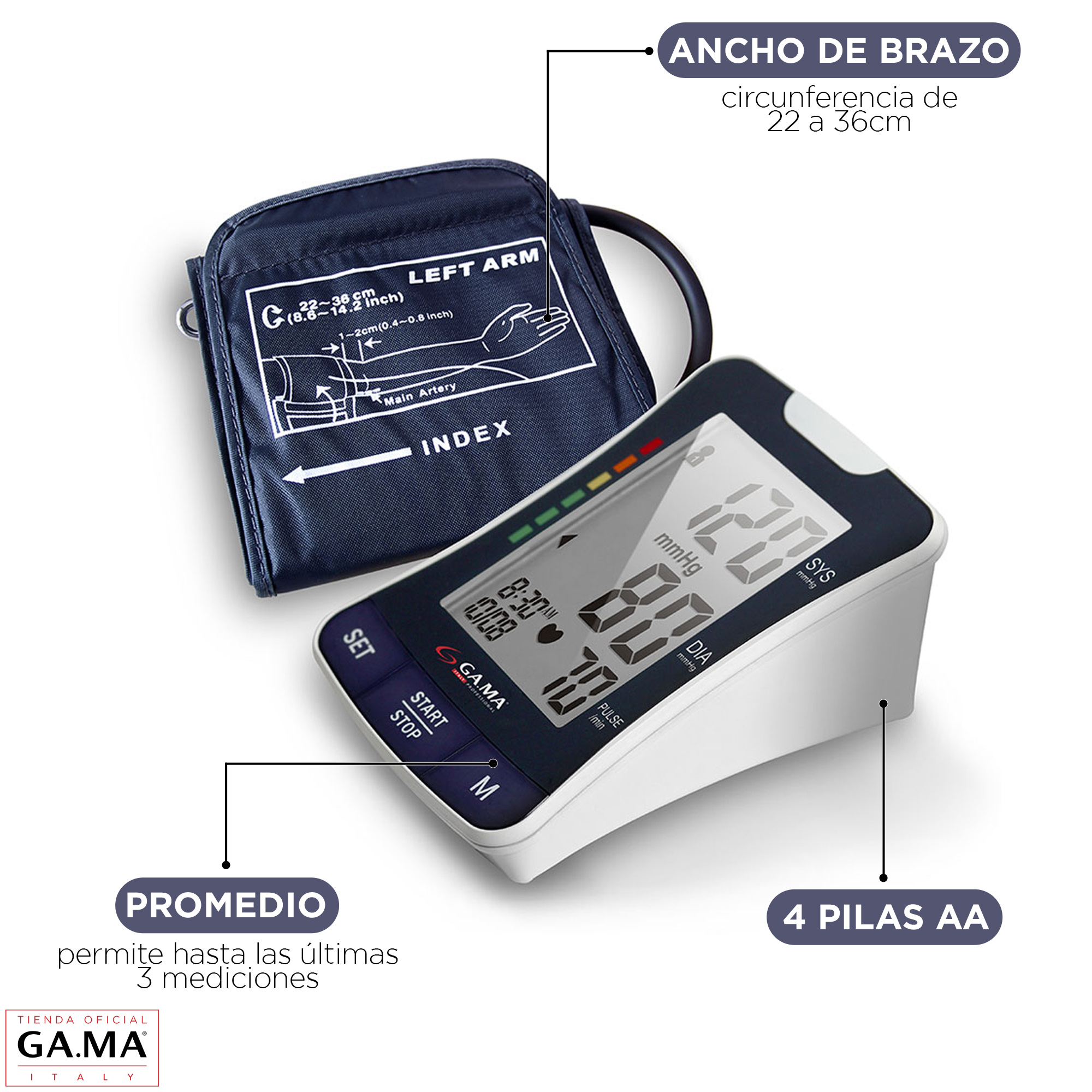 TENSIÓMETRO DE BRAZO BP 1307 GAMA PRESIÓN ARTERIAL LCD 3.2 | Blanco - 4