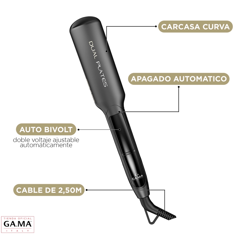 PLANCHA ALISADORA DUAL PLATES GAMA TITANIO CERAMIC WIDE LONG - 5