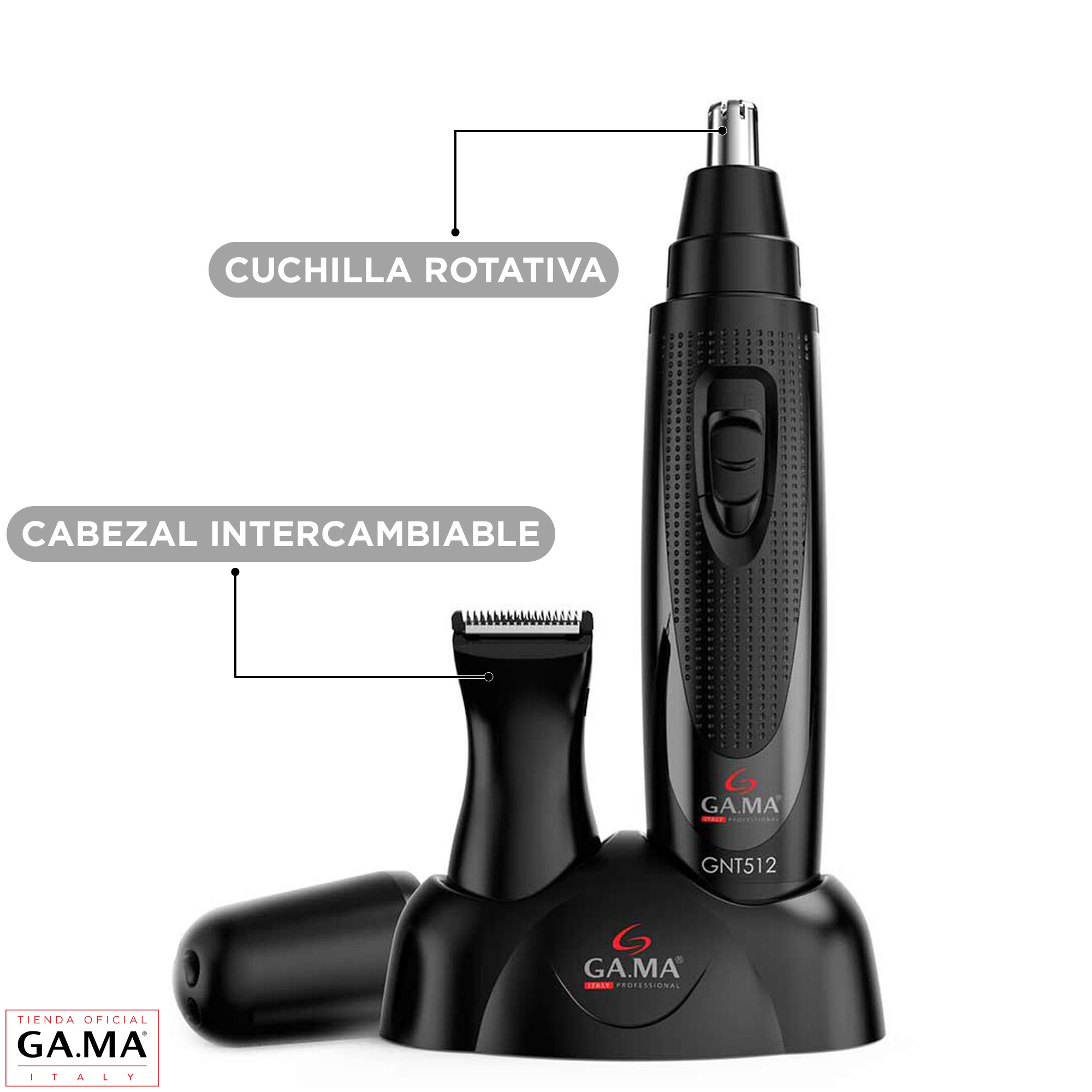 CORTAPELOS TRIMMER GNT512 INALÁMBRICO CABELLO NARIZ Y OREJAS - 3