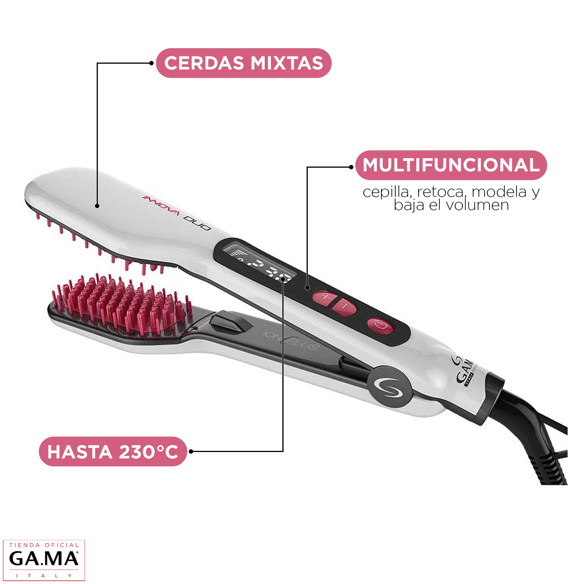 CEPILLO GAMA INNOVA HOTBRUSH DUO DIGITAK DOBLE CABEZAL ION - 4