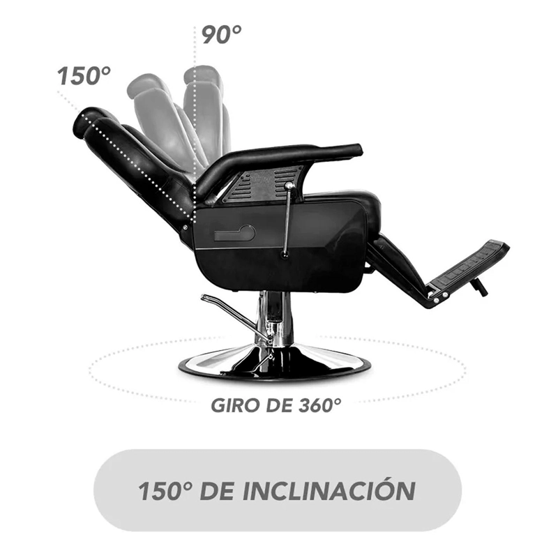 SILLA ACERO NEGRO BARBERIA PELUQUERIA PRO - 2