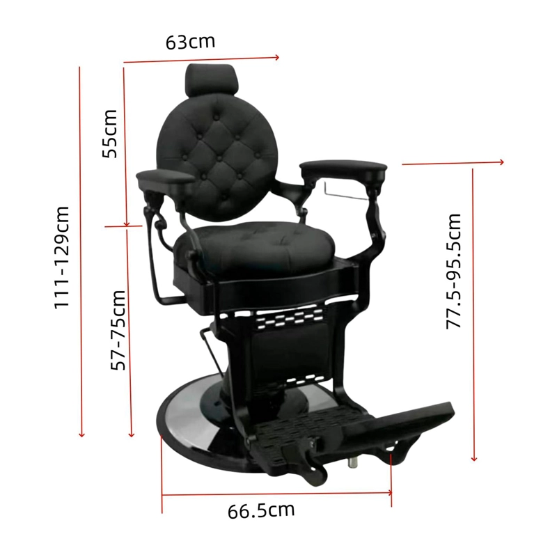 SILLON BARBERO GOLD NEGRO ECO CUERO RECLINABLE - NEGRO - 6