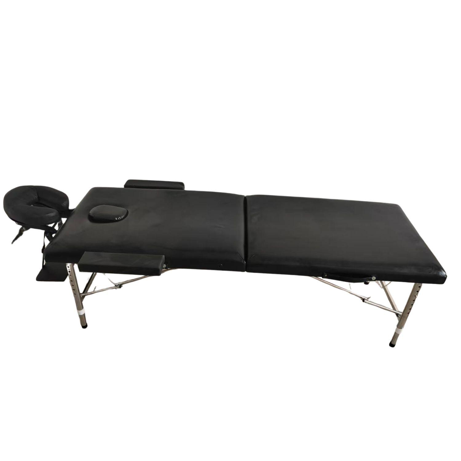 CAMILLA PARA MASAJES 2 CUERPOS ALUMINIO + CABECERA - NEGRO - 3