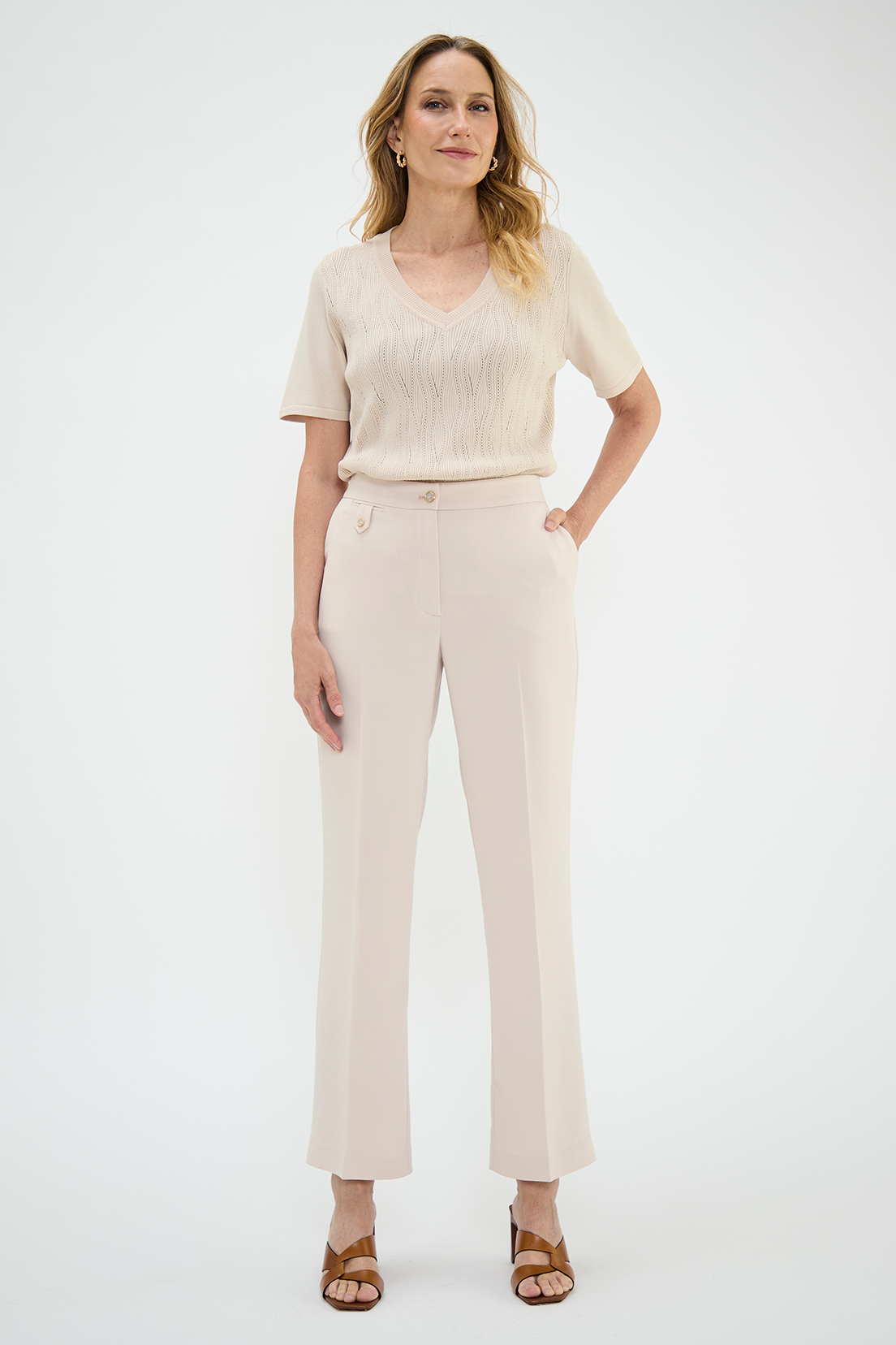 PANTALÓN MUJER MA GRIFFE BEIGE FORMAL RECTO - 1