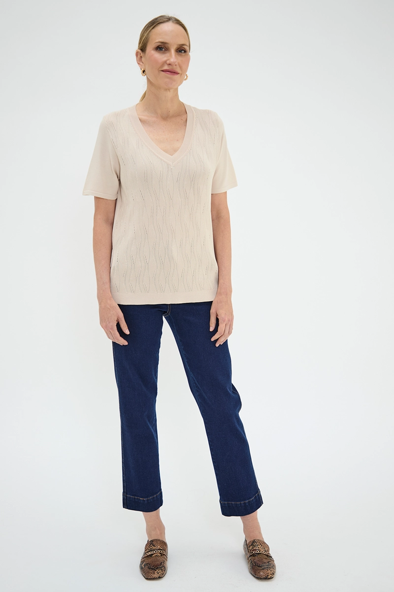 POLERA MUJER MA GRIFFE BEIGE TEJIDA - 1
